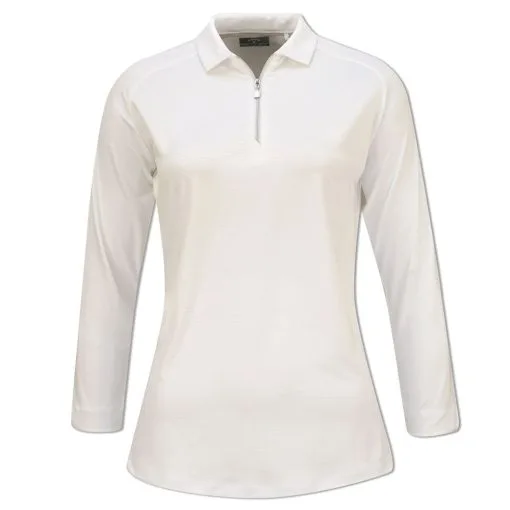 Callaway 3/4 Sleeve Shadow Stripe Ladies Golf Shirt -Golf Clothing Sales Store callaway three quarter sleeve shadow stripe ladies polo shirt cgkf8044 100