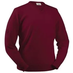 Glenbrae Lambswool V-Neck Sweater -Golf Clothing Sales Store glenbrae lambswool v neck golf sweater claret