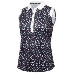 Green Lamb Marie Printed Sleeveless Ladies Golf Shirt
