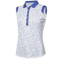 Green Lamb Marie Printed Sleeveless Ladies Golf Shirt -Golf Clothing Sales Store green lamb marie printed sleeveless ladies golf polo shirt terazzo print