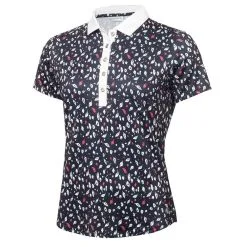 Green Lamb Melanie Printed Ladies Golf Polo Shirt -Golf Clothing Sales Store green lamb melanie printed ladies golf polo shirt leaf print